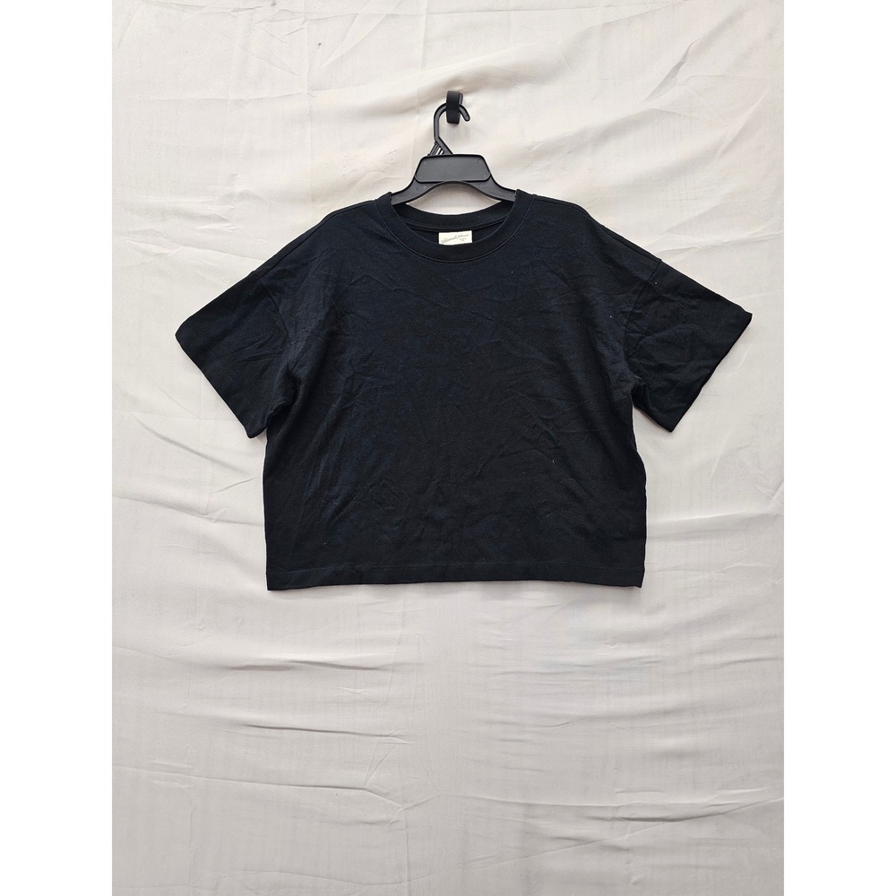 Universal Thread Womens Boxy Crop T-Shirt Black Cotton Blend Casual Size XL